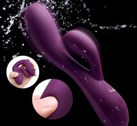 Eggplant Vibrator Dildo & Clitoris Stimulator Duo