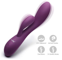 Eggplant Vibrator Dildo & Clitoris Stimulator Duo